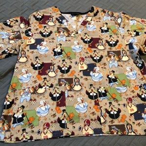 Large Thanksgiving Scrub Top